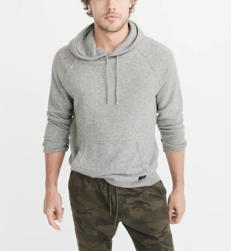 

cashmere wool blend knit men hooded pullover sweater coat neutral color wide loose S-2XL retail wholesale