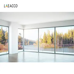 Laeacco от пола до потолка окна River дерево живописные фотографии Фоны индивидуальные фотографические фонов для фотостудии