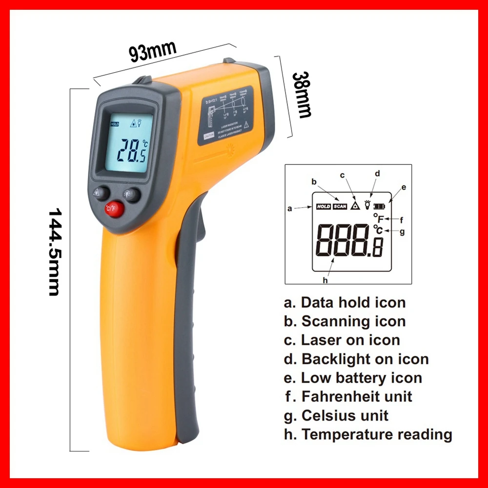 Инфракрасный термометр бесконтактный электронный температурный гигрометр ЖК-дисплей RZ GS320 GM320