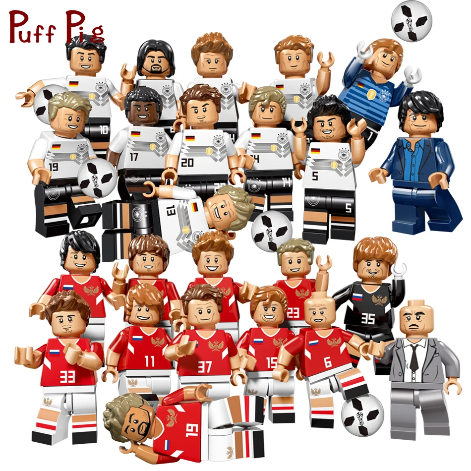 

2018 World Football Team Soccer Player Figures Germany Russia Building Blocks Compatible Legoed City Soldiers Toys For Children