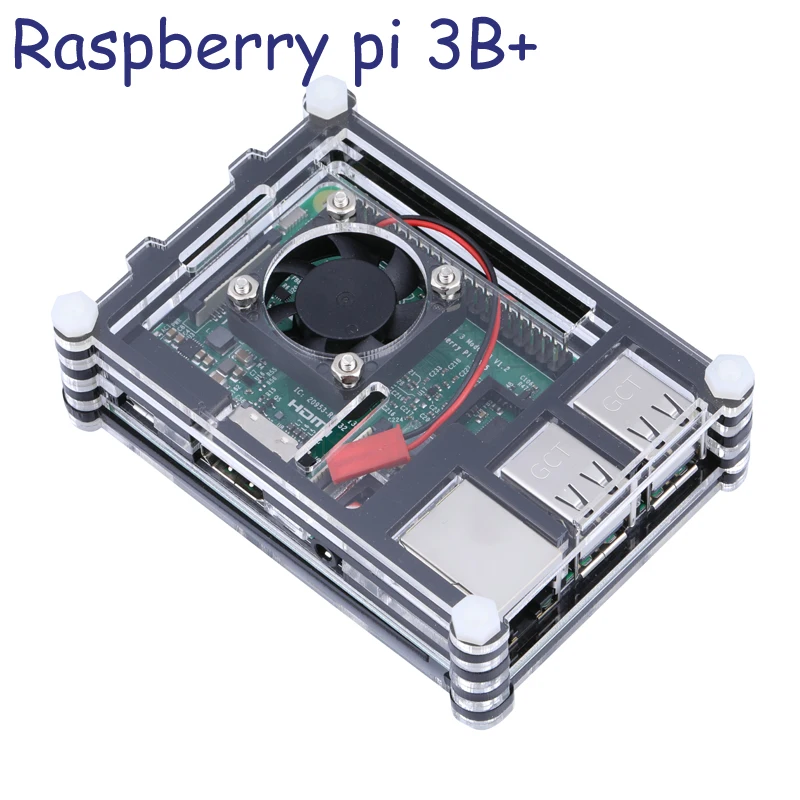 Raspberry Pi 3 Model B+ футляр 9 слоев акриловый чехол для RPI 3B+ с крышка вентилятора охлаждения корпус совместим с RPI 3B