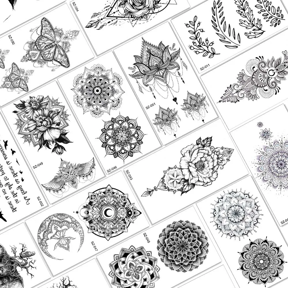 Пикантные черные сапоги серьги Henna Mandala Временные татуировки для женщин и девочек