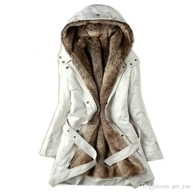 Женские пуховики, зимняя одежда для девушек, верхняя одежда из искусственного меха, меховая подкладка, куртки, пальто, топы - Цвет: creamy white