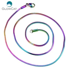 5 pçs/lote Rainbow Color Praça Cobra Correntes de Aço Inoxidável 1.4 milímetros Colar 18 ''20