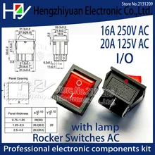 Hzy 2 шт./лот красная кнопка кулисный переключатель 4 вилки 30*25*27 мм 16A 250 В/20A 125 В переменного тока электрооборудование переключатели