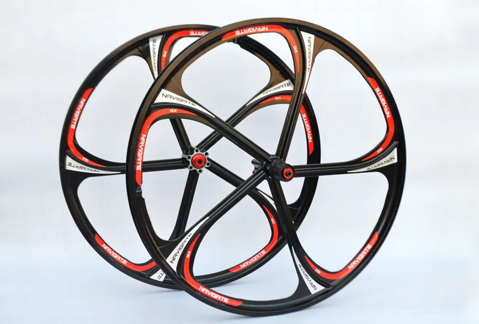 Clearance New 26-Inch Mountain Bicycle Magnesium Alloy Lntegrally Molded Five Spokes Wheel Compatible 8/9/10 Speed Cassette Sprockets 3