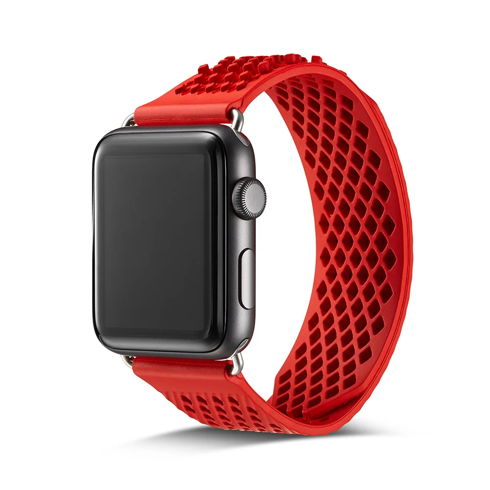 

Red buckleless silicone strap for Apple Watch Band iWatch Series 1 2 3 4 Colorful 38/42/40/44mm wrist Bracelet belt Sport strap