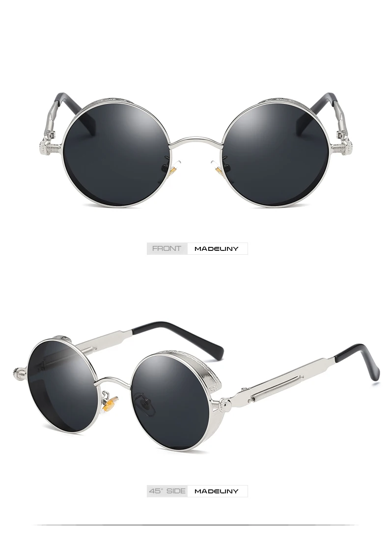 MADELINY, новинка, модные круглые солнцезащитные очки для женщин, фирменный дизайн, металлическая оправа, стимпанк, Винтажные Солнцезащитные очки для мужчин и женщин, MA094
