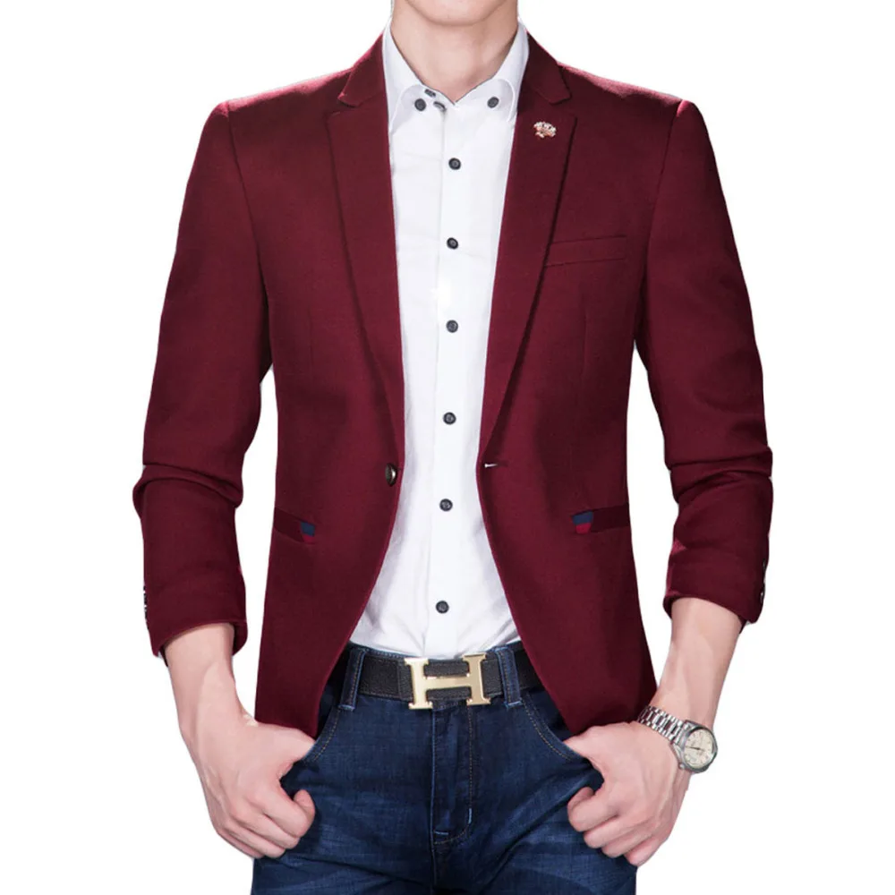 Cloudstyle Ultimi Uomini di Disegno del Rivestimento del Vestito Rosso Nero Navy Top Quality Slim Fit