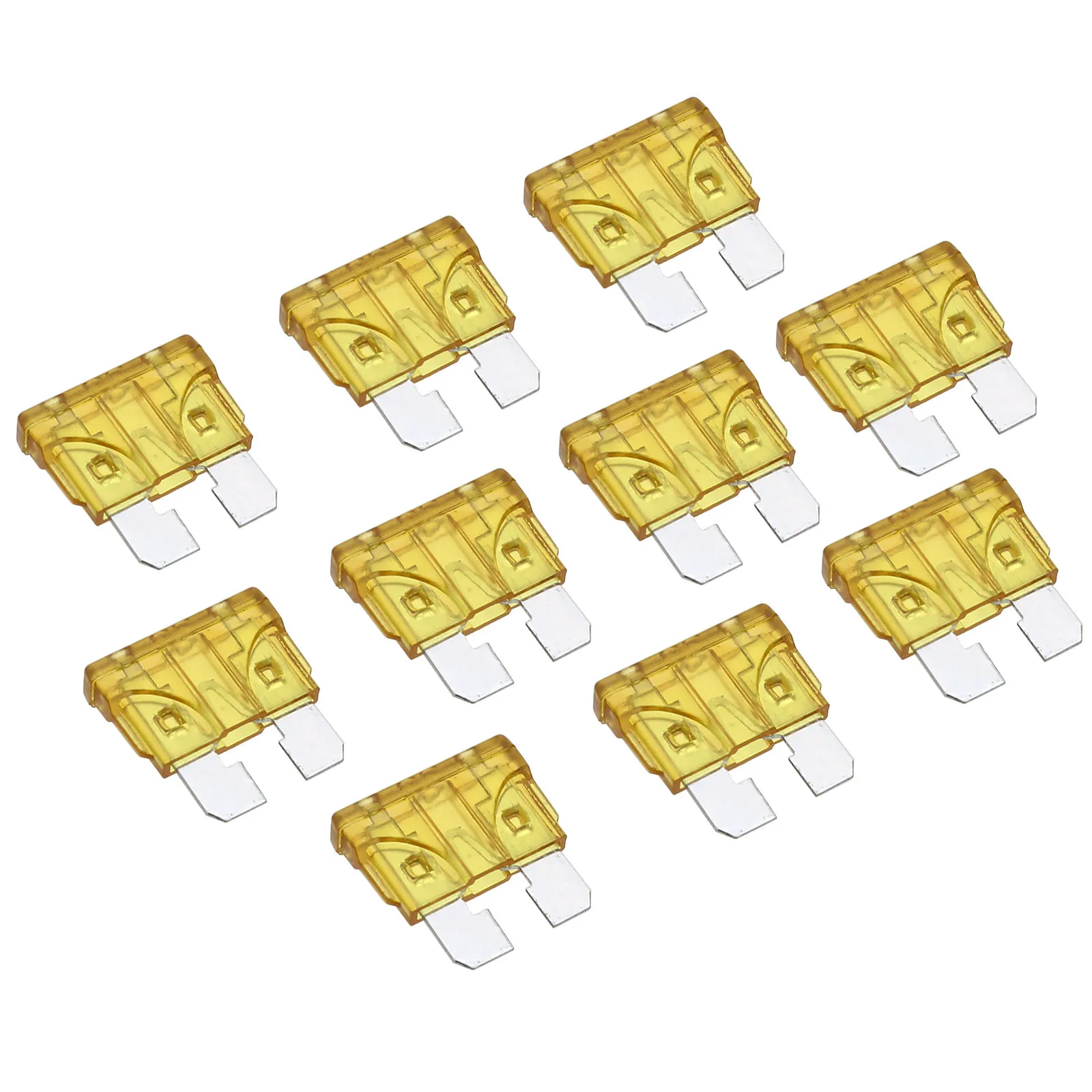 Treyues 10pcs 20A Yellow Color Coded Standard ATO/ATC Blade Fuses For Auto Car Truck
