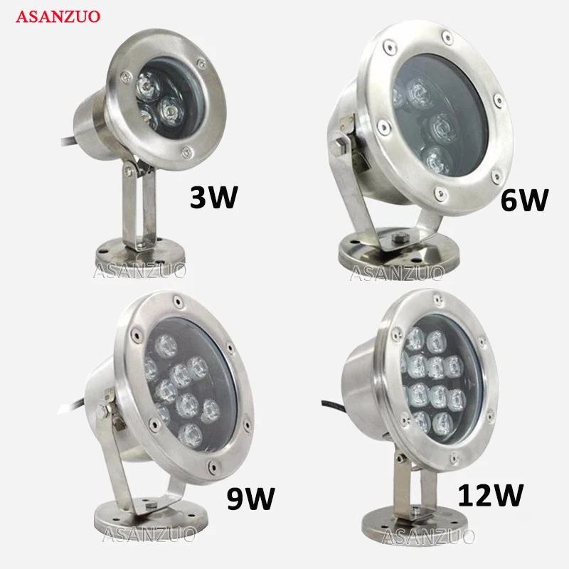 LED Underwater light 3W 6W 12W IP68 RGB spot light swimming pool