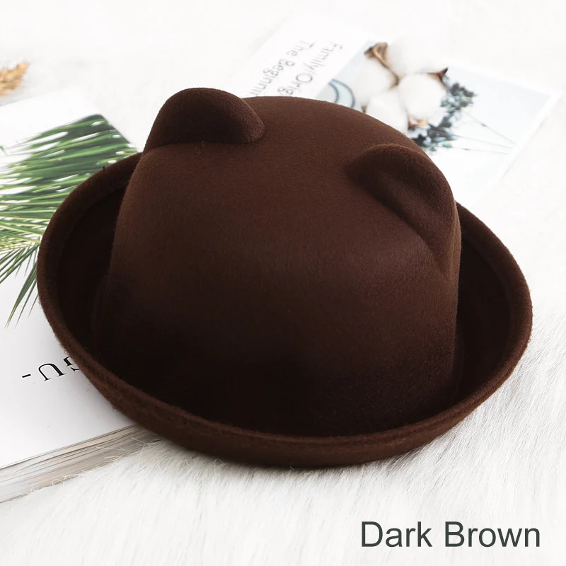 REAKIDS/Детская кепка-ведро для мальчиков и девочек; летняя шапка для маленьких девочек; модная солнцезащитная Кепка для маленьких девочек; детская Шерстяная кепка - Цвет: Dark Brown a
