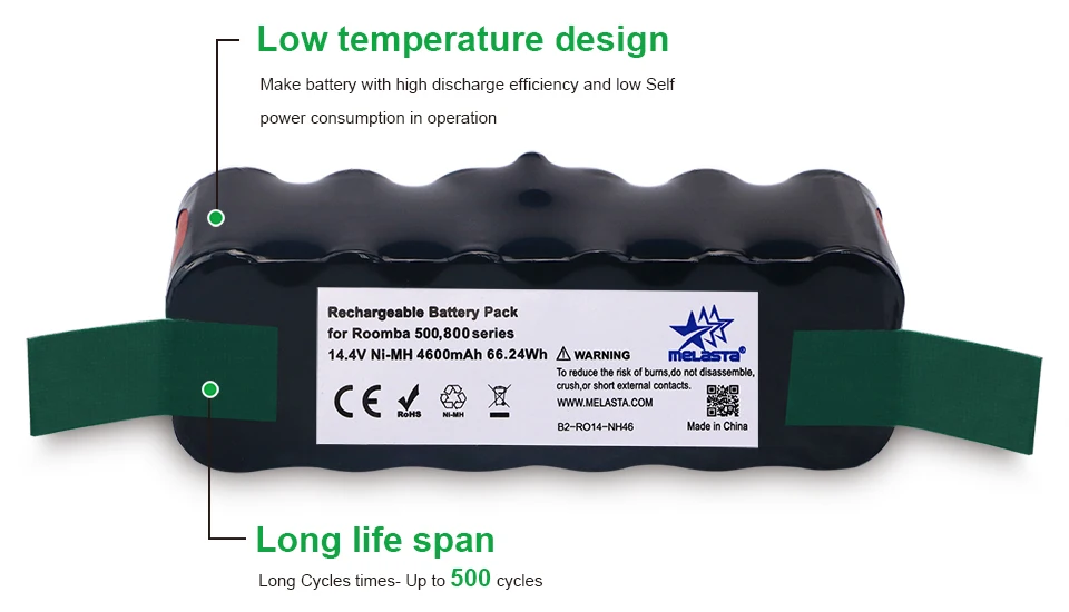 Melasta 4.6Ah 14,4 V никель-металл-гидридный аккумулятор для iRobot Roomba пылесос R3 500 600 700 800 серии 510 530 550 560 620 650 770 870 880