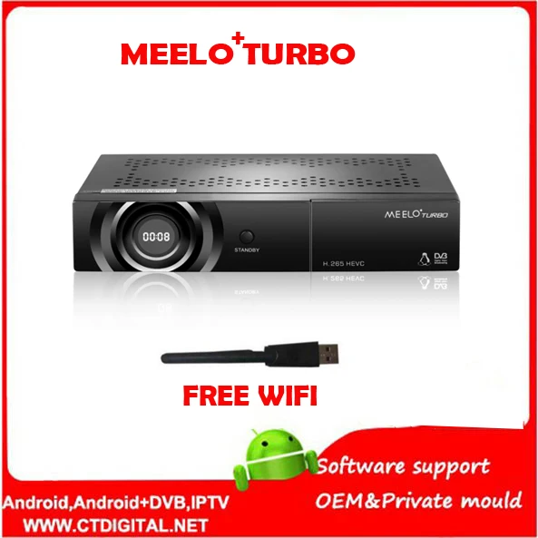 

MEELO TURBO DVB-S2/C/T2 linux IPTV Satellite Receiver 7 Segment - 4 Digits Display Processor 256MB Flash 512MB DDR
