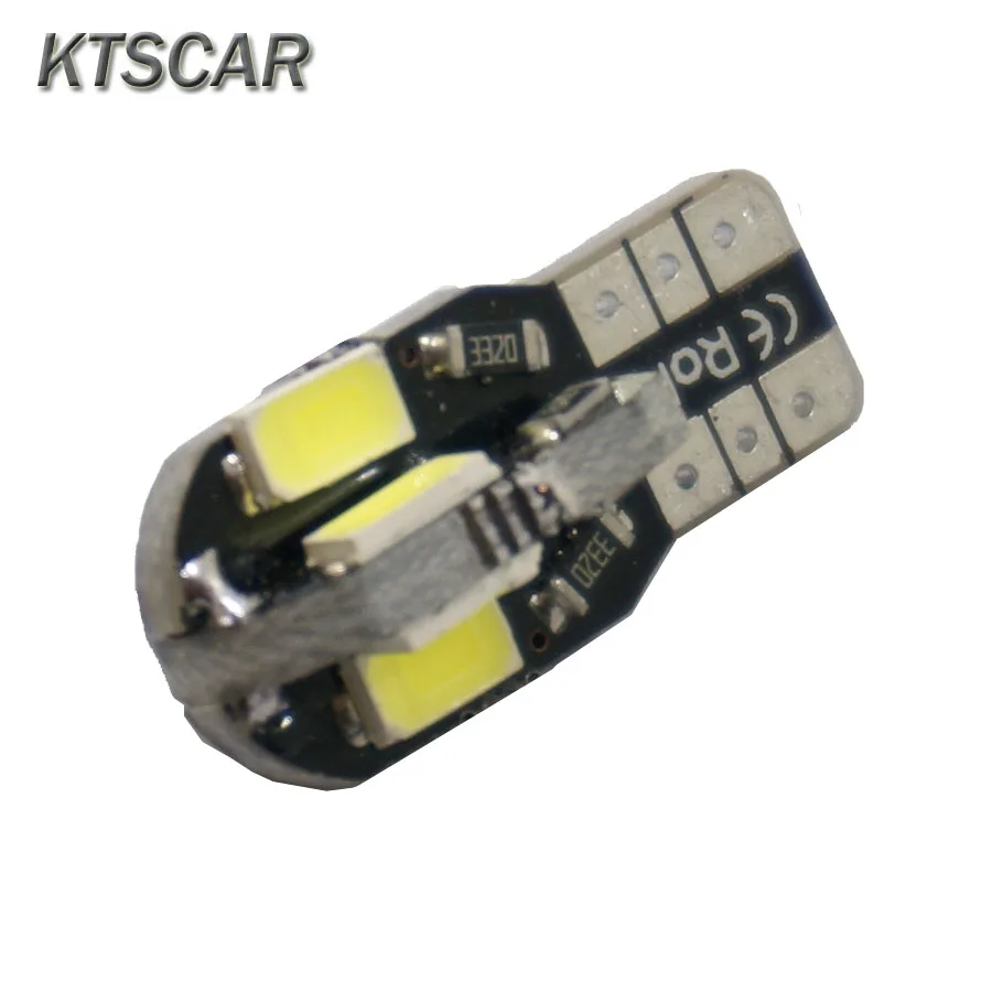

KTSCAR 2PCS Car Interior Bulb Canbus Error Free T10 White 5730 5630 8 SMD 8smd LED 12V Side Wedge Light White Lamp Auto Bulb