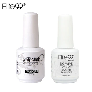 

Elite99 15ml 2pcs/lot Nail Gel Varnish Set Long Lasting Base Coat +NO Cleaning Top Coat Nail Art Soak off UV Gel Nail Polish