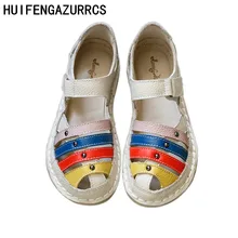 HUIFENGAZURRS-Новинка; Лидер продаж; Натуральная Воловья кожа; чистые конфеты ручной работы; цветная обувь; женская повседневная обувь в стиле ретро; mori girl; 2 цвета