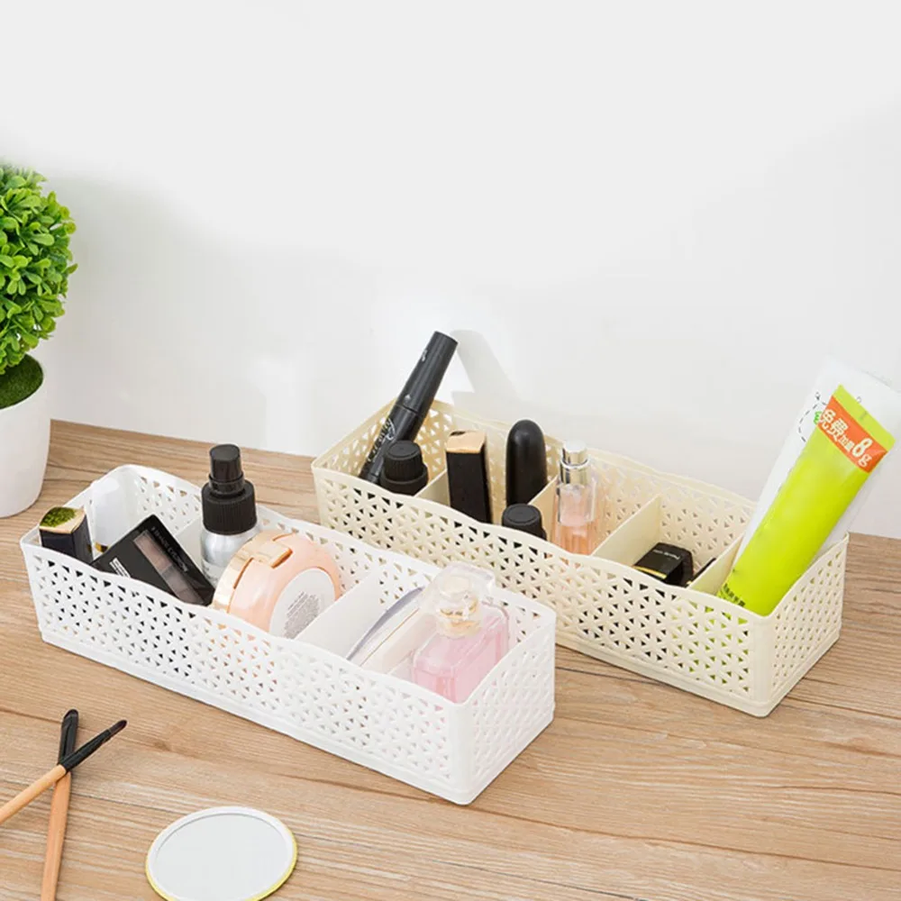 New 5 Grids Women Men Socks Underwear Storage Boxs Basket Desk Drawer Organizers Wardrobe Plastic Container Cosmetics Makeup Box