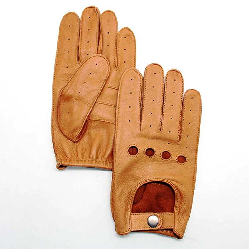 Новые высококачественные роскошные мужские перчатки из оленьей кожи, перчатки для вождения из натуральной кожи, прочные дышащие мотоциклетные перчатки для мужчин