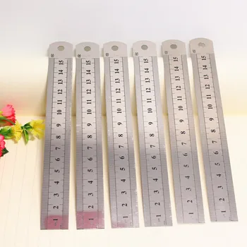 

2 pcs / lot new focal point of steel ruler 15cm ruler Stainless steel ruler sub 0.5 sub-office stationery wholesale