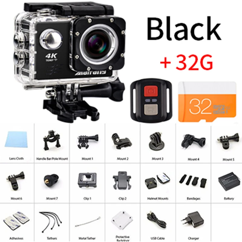 4 к 30FPS 16MP Wi Fi действие камера 2 дюймов спортивные HD 1080 P 60fps подводная Депортива go