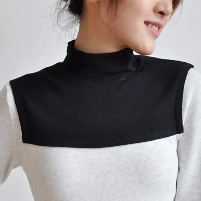

Knitting Fake Collar Islamic Hijab Extensions Neck Chest Back Cover Scarf Collar Fashion Solid Color Clothes Accessories