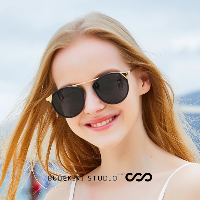 

KIKI 2019 New Women Polarized Metal Sunglasses Brand Cat Eye Black Driving Sun Glasses Steampunk Eyewear oculos de sol#6149