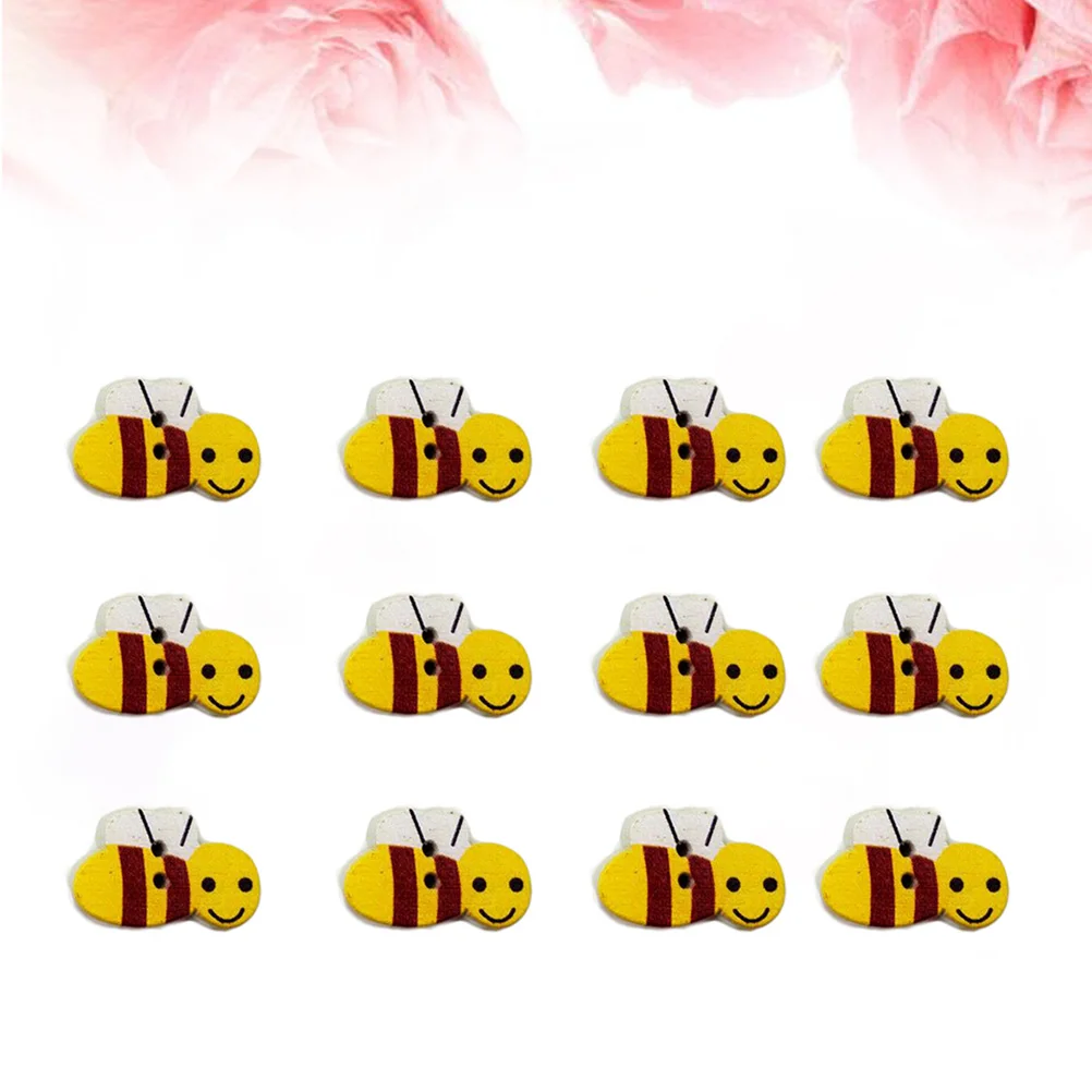 100 шт деревянные пуговицы пчела для детей Скрапбукинг DIY ремесло свадебное украшение