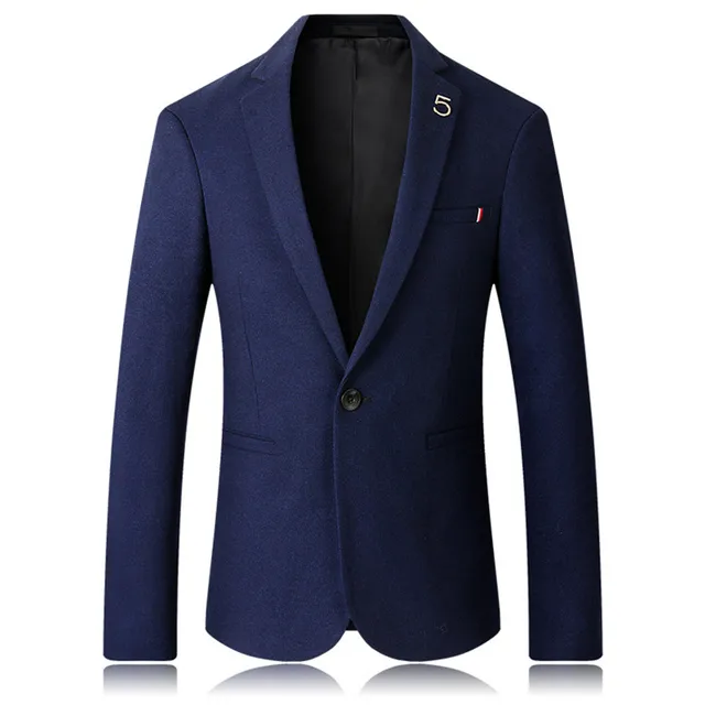 Classic Solid Color Jackets Men Royal Blue Black Formal Blazer Homme ...