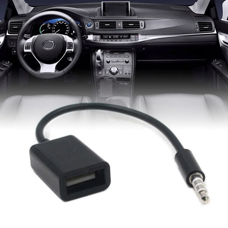 Car Electronics Accessories 1pc 3.5mm MP3 Male AUX Audio Plug Jack To USB 2.0 Female Converter Cable Cord