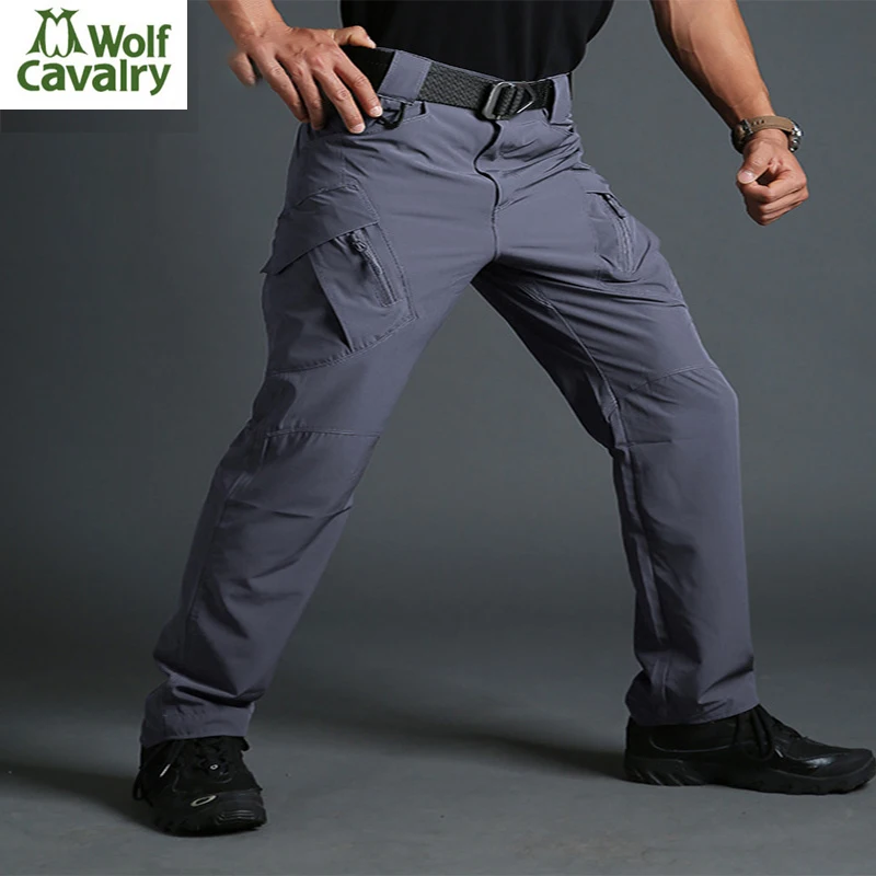 

CavalryWolf Nylon quick dry tactical pants waterproof military trousers strech ix9 multi-pocket hunting hiking pants summer men