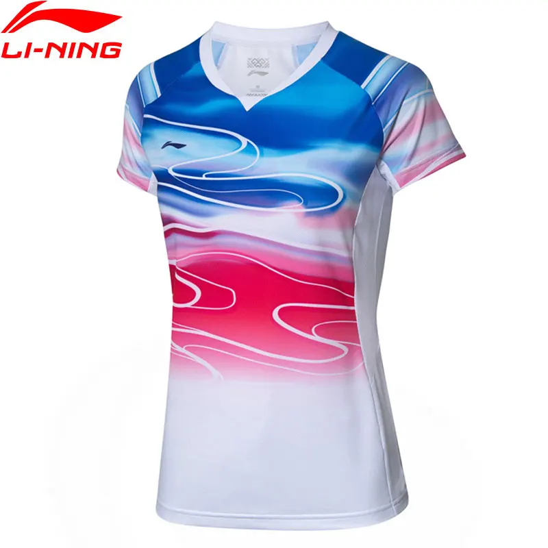 Женская футболка для бадминтона Li Ning топ соревнований полиэстер спандекс на