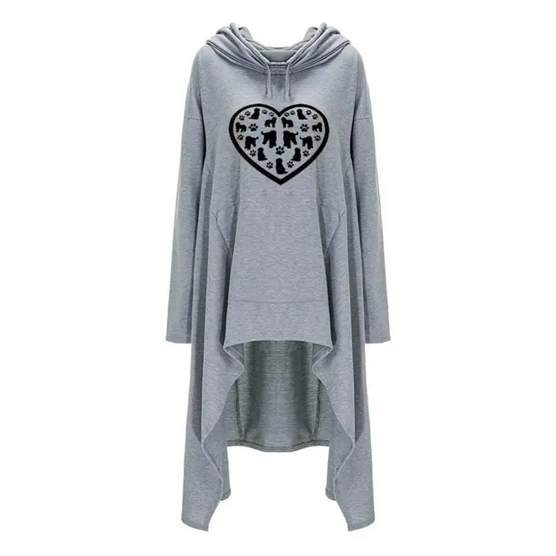 For Women Long Irregular Letters Print Kawaii Sweatshirts Tops Femmes Pattern Printing Hoody Street Thick Sweet Pullovers