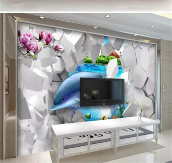 

Custom Any Size 3d Wallpaper Stylish Modern Underwater World Dolphin Living Room Sofa TV Background Wall Decoration Mural Wallpa