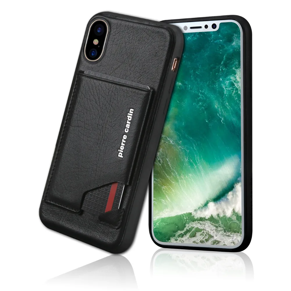 Pierre Cardin Genuine Leather Case Slim Card Holder Stand Flip Leather Style Sofe Cover Case For Apple iPhone X Cell Phone Case