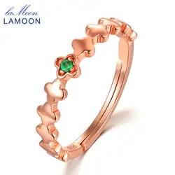 Lamoon 2018 новые классические кольца природных драгоценных камней круглый Зеленый Изумрудный S925 обручальное кольцо