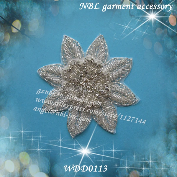 beaded rhinestone flower applique DIY iron on WDD0113in Patches from