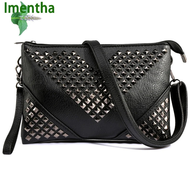 Женские кожаные сумки с заклепками черные на плечо 2017|crossbody bags for women|shoulder bagsbags women |