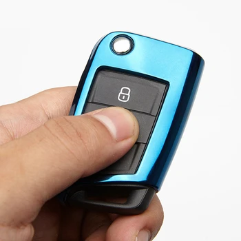 

TPU Car Key Case Cover Shell For VW Polo Golf 7 Tiguan For Skoda Octavia Kodiaq Karoq For SEAT Ateca Leon Key Protective Keyring