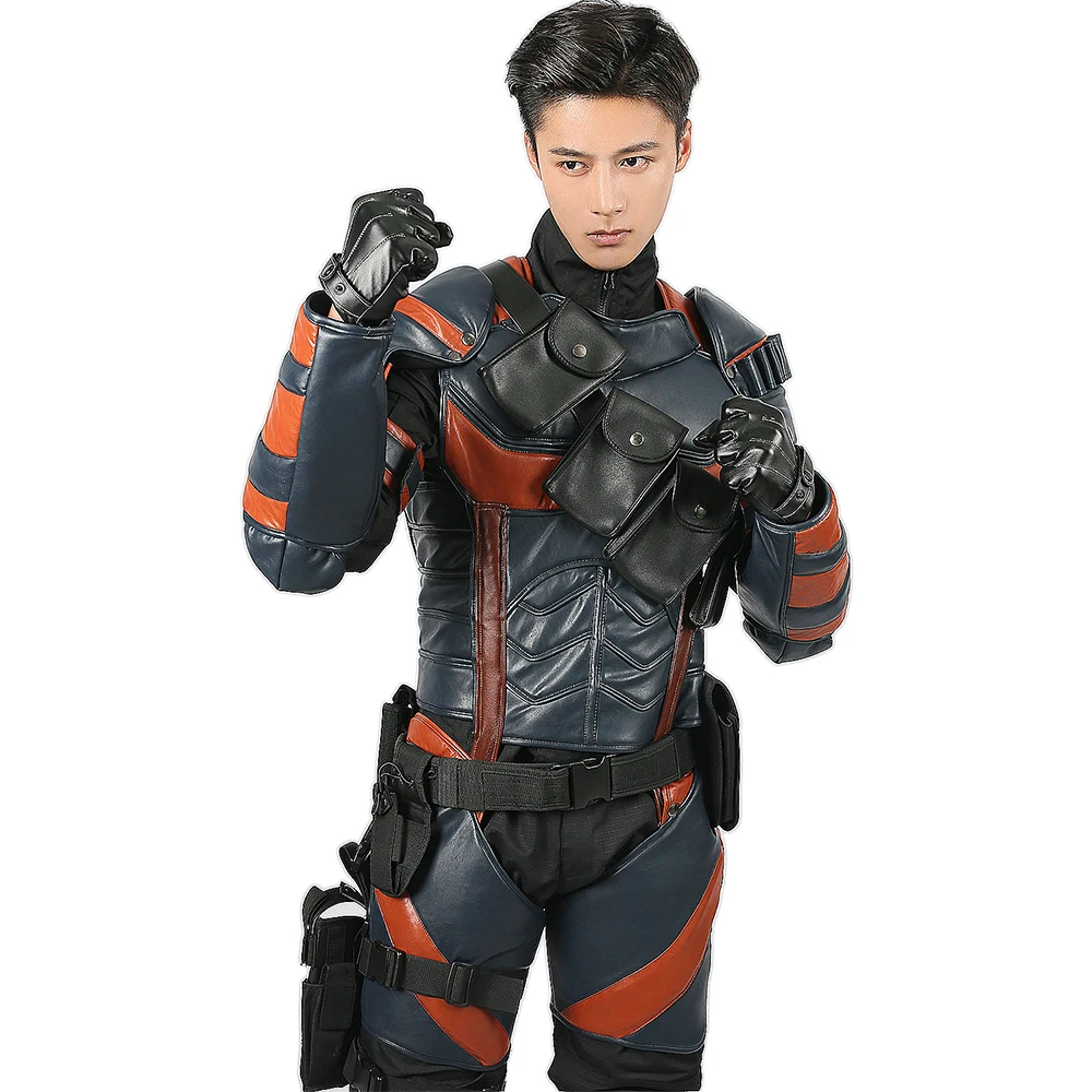 X-COSTUME Бэтмен Аркхэм рыцарь игра Deathstroke косплей костюм из искусственной кожи Броня наряд супергероя костюм Хэллоуин костюм для мужчин