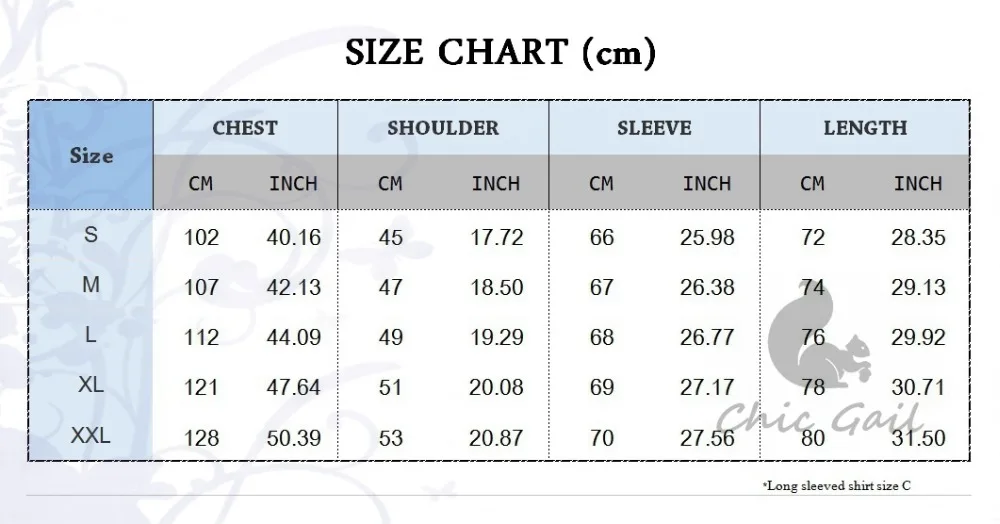 long shirt size c