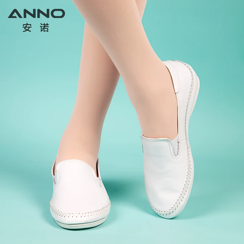 

ANNO White Leather Nurse Shoes Surgical Clog Hospital Medical Shoes Flat Bottom Safety Beauty Salon Shoes for Men Footwear