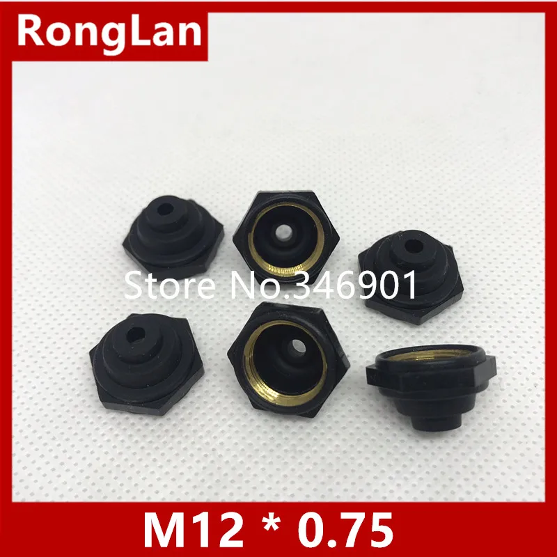 

[SA]M12 * 0.75 bulk of the toggle switch waterproof cap hexagonal fine tooth half black rubber cap Taiwan Deli Wei--50pcs/lot