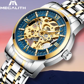 

Watches Men MEGALITH Luxury Business Skeleton Mechanical Tourbillon Waterproof Luminous Automatic Watches Men Relogio Masculino