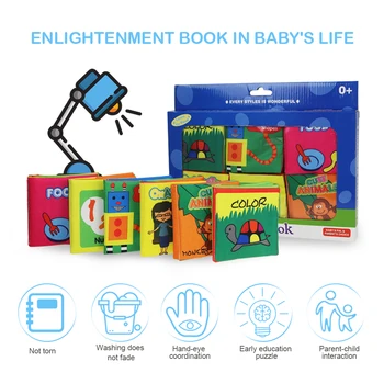 

6pcs/set Mixed Soft Infant Cloth Book Toys Cloth Book Early Learning Educational Rustle Sound Animal Quiet Book Baby Rattles