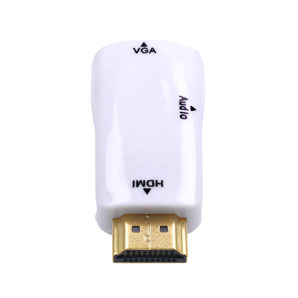 TISHRIC HDMI в VGA адаптер конвертер «Папа-мама» 3,5 мм аудио кабель 1080P HDMI2VGA цифро-аналоговый адаптер для ТВ проектора - Цвет: White