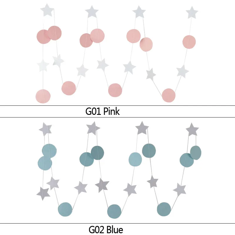 2 м синий/розовый круглый Звездный баннер бумажные гирлянды мальчик/девочка подарок на вечеринку в честь рождения ребенка принадлежности Висячие банты для дня рождения Свадебная вечеринка деко