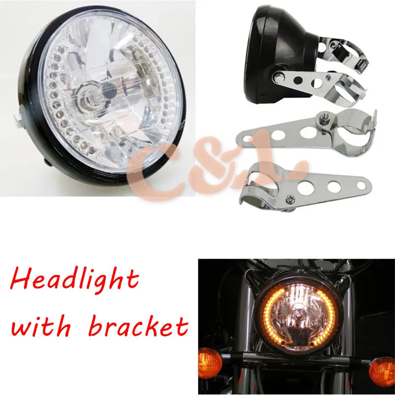 Motorcycle Headlight LED Turn Signal H4 35W WIth Chrome 35 43mm Fork