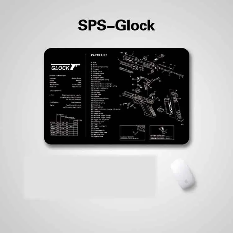 GLOCK 36x12 дюймов GunSimth Gun Чистящая скамья резиновый коврик со всеми деталями печатью