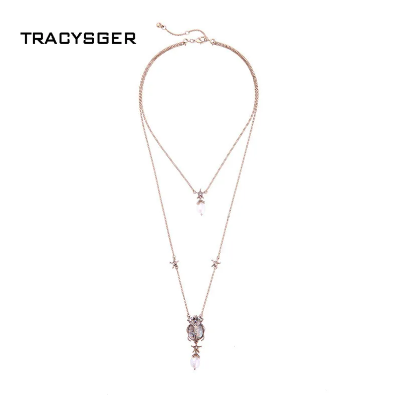 

AB-xl00605c/TRACYSGER/Insect multi layer Pearl Necklace